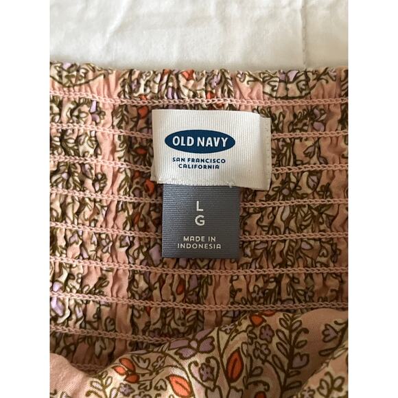 Old Navy peach paisley summer dress with adjustable straps size large 100% rayon - Picture 5 of 8